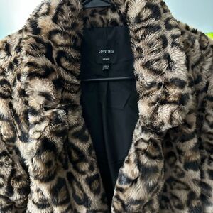 Love Tree Animal Print Faux Fur Jacket